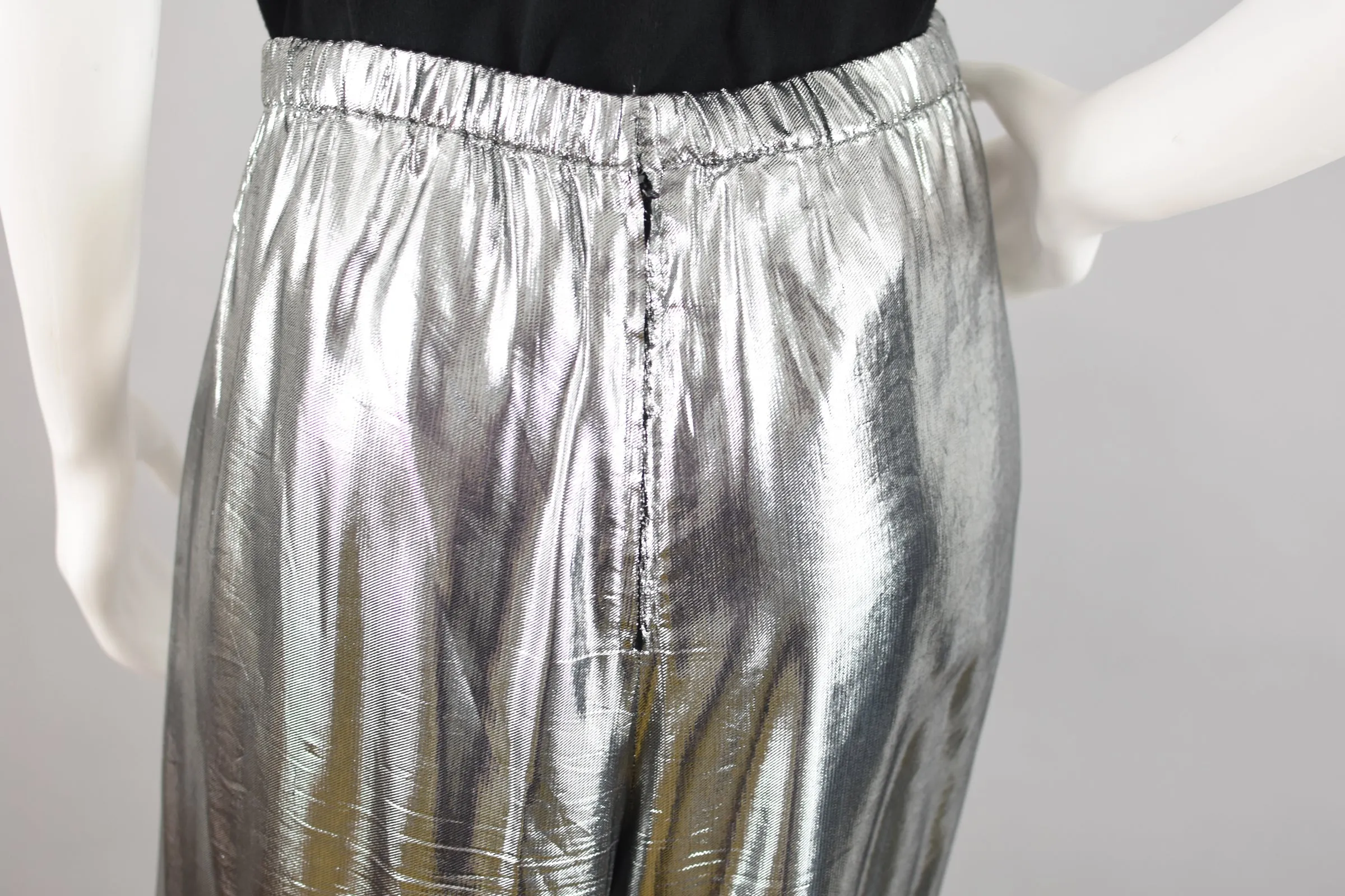80s Metallic Wide Leg Palazzo Pants, Women's Size 12, 32" Waist