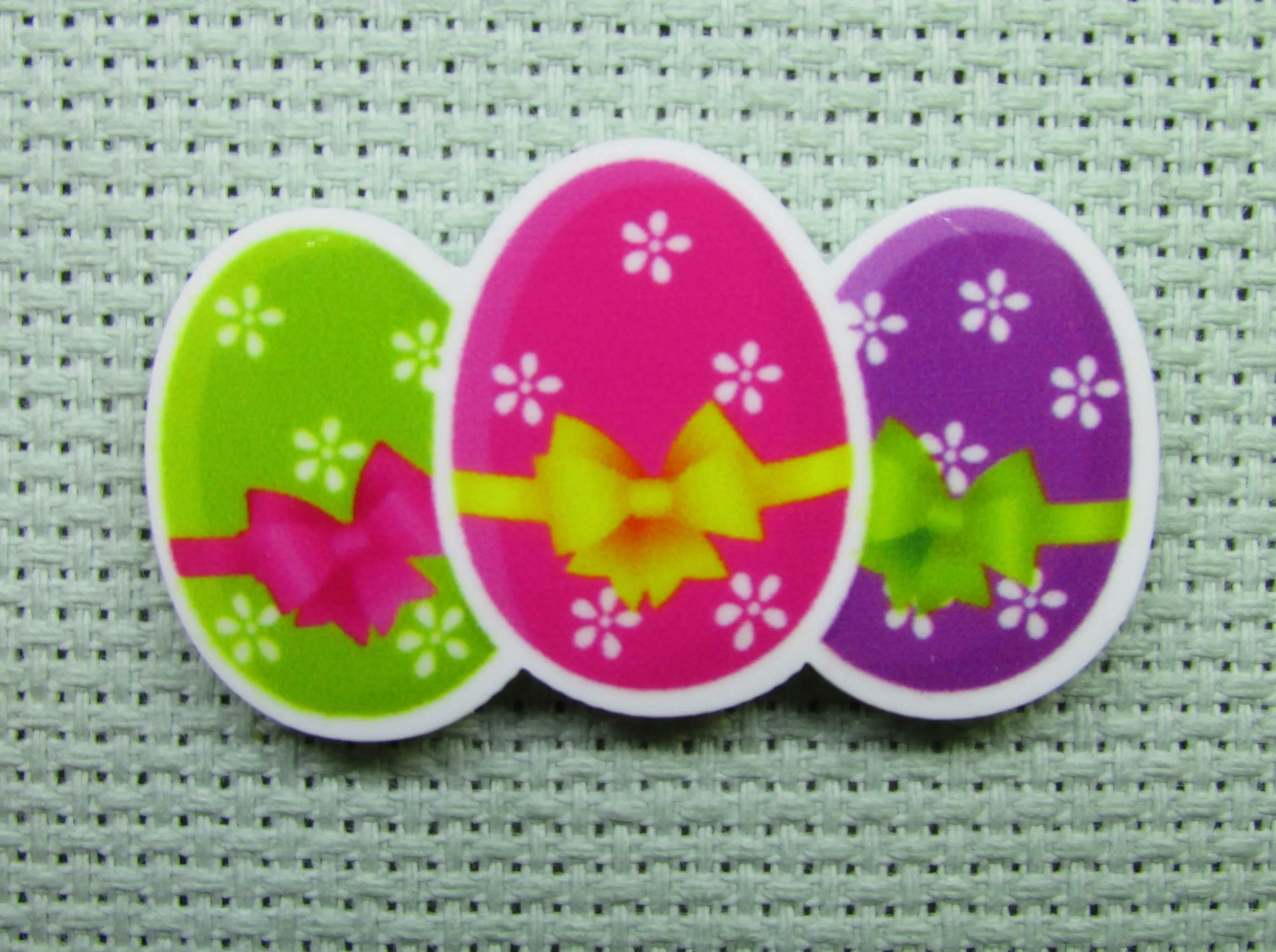 A Trio of Decorated Easter Eggs Needle Minder, Cover Minder, Magnet