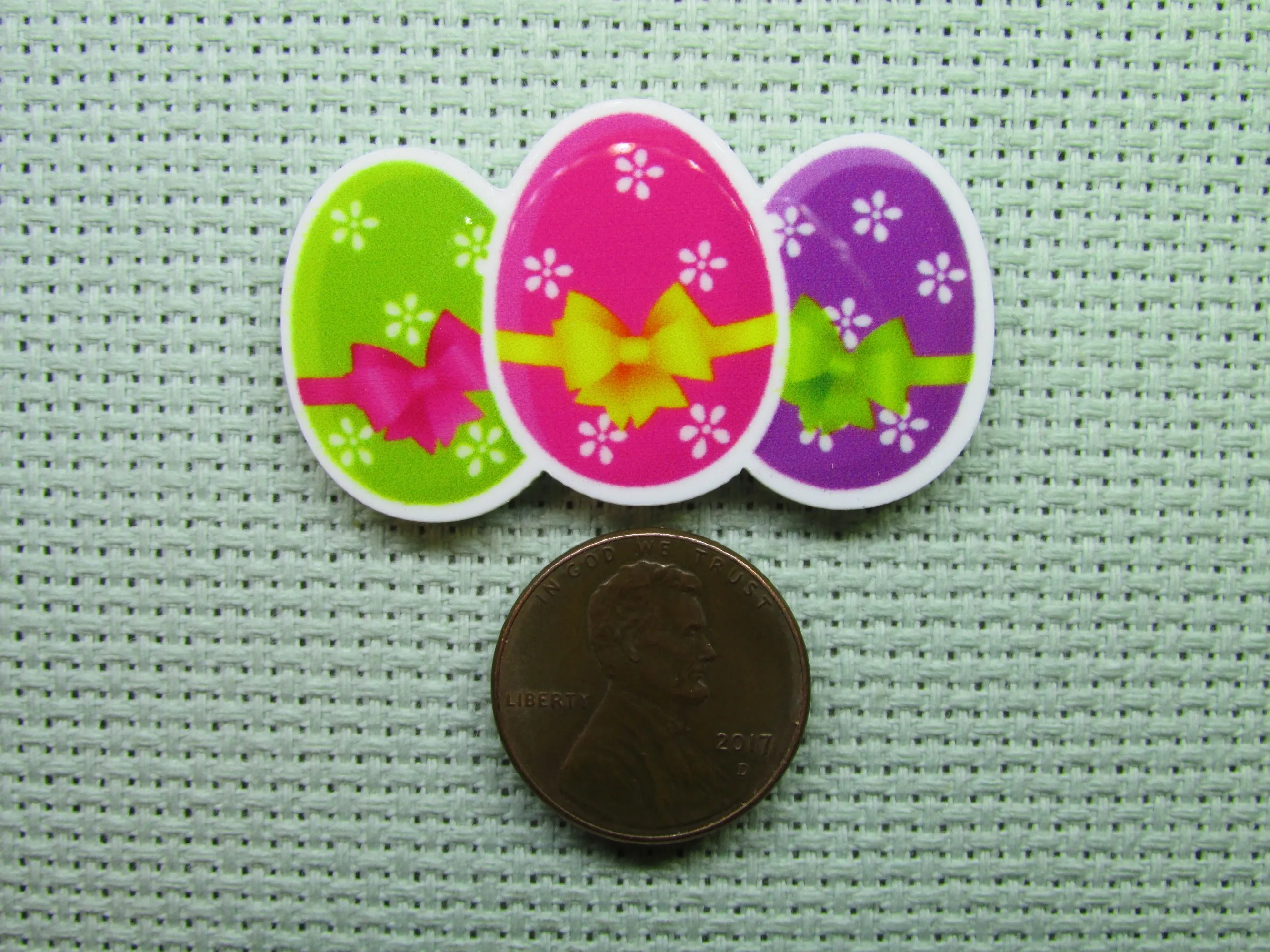 A Trio of Decorated Easter Eggs Needle Minder, Cover Minder, Magnet