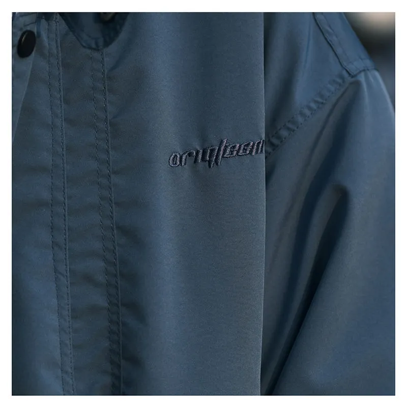 All Match Spring Summer Fashion Men Solid Casual Shirt Loose Pockets Safari Style Jacket Coat Cool Boy Soft Blue