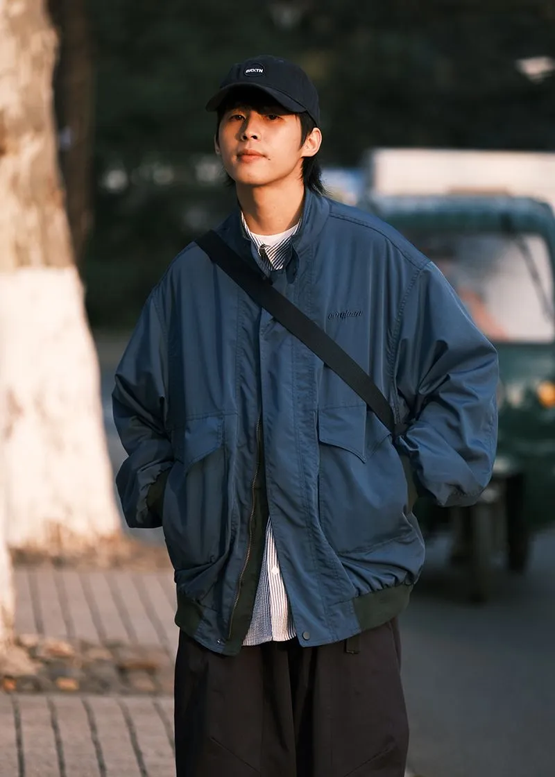 All Match Spring Summer Fashion Men Solid Casual Shirt Loose Pockets Safari Style Jacket Coat Cool Boy Soft Blue