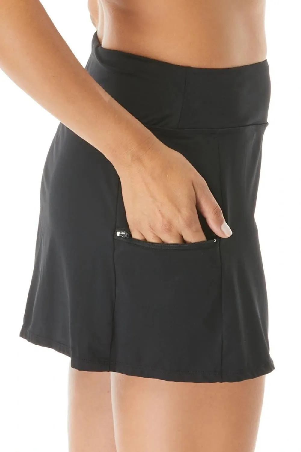 Beach House Emma Pull-On Swim Skort, Black (H58371)