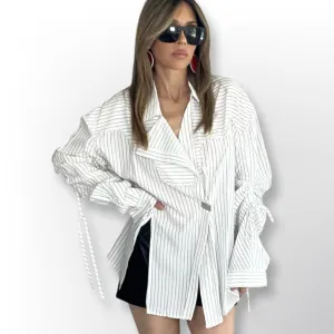 Black & White Striped Tunic Top