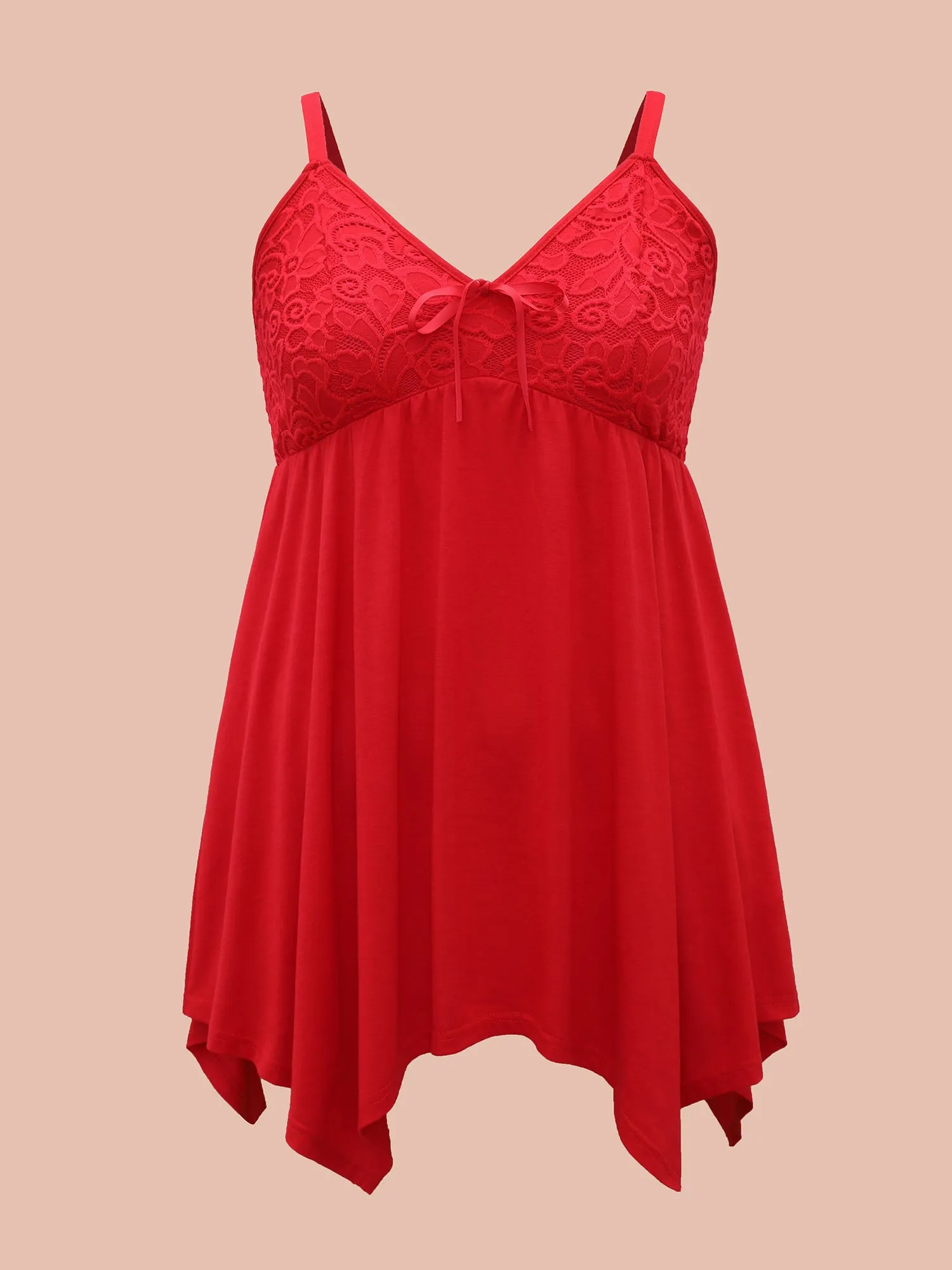Bowknot Crochet Lace Asymmetrical Hem Lounge Dress