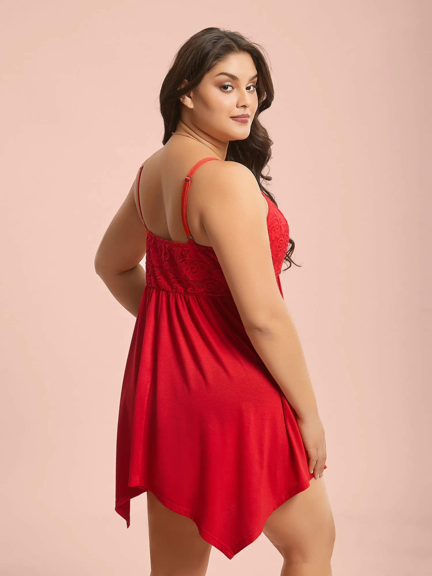 Bowknot Crochet Lace Asymmetrical Hem Lounge Dress