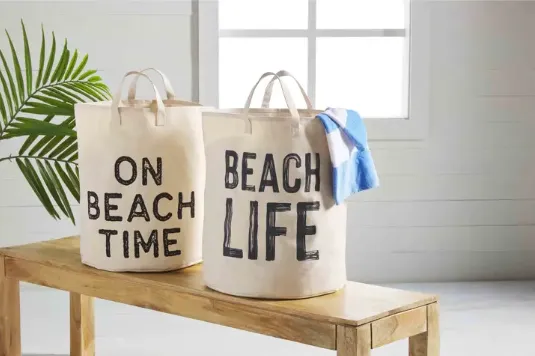 Canvas Beach Tote By Mud Pie