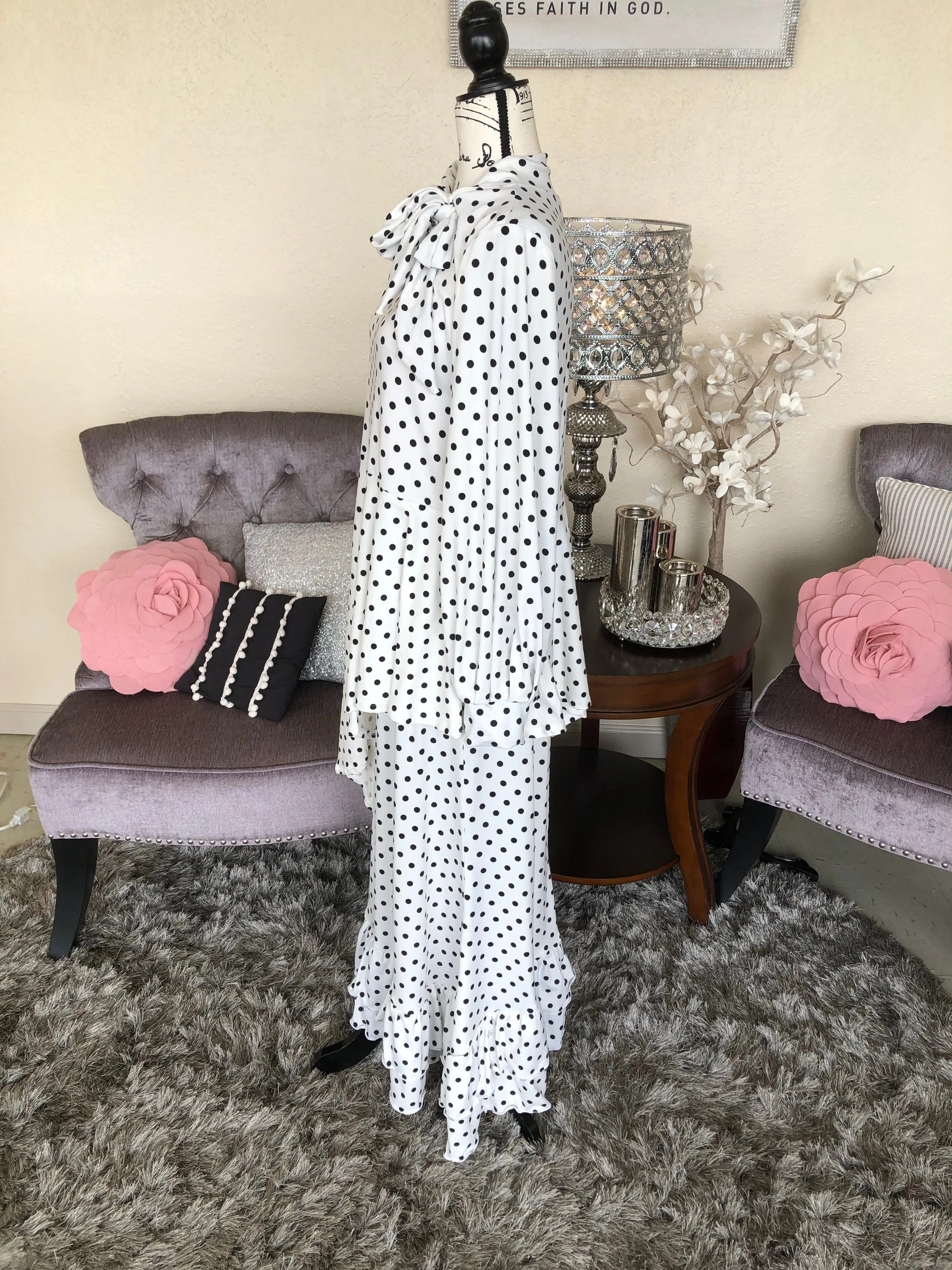 Cassidy White With Black Dots Tunic/Top