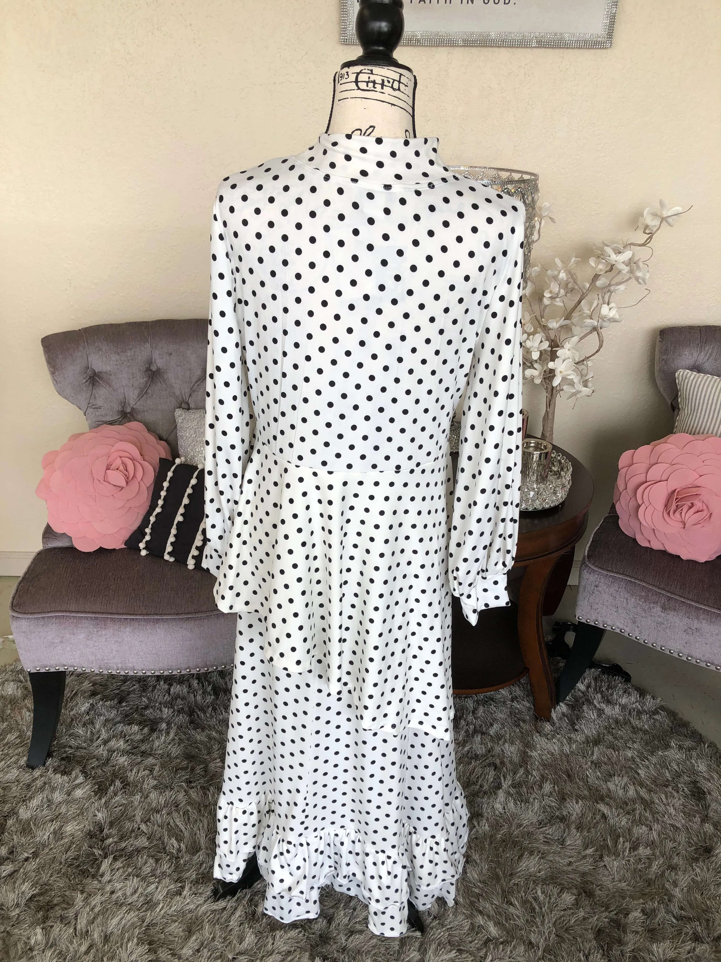 Cassidy White With Black Dots Tunic/Top