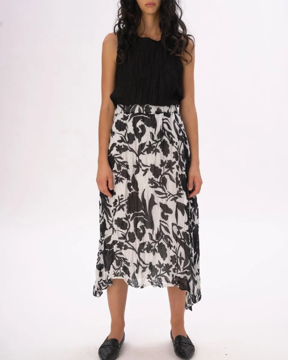 Crinkled Maxi Elastic Waist Floral Skirt