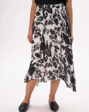 Crinkled Maxi Elastic Waist Floral Skirt