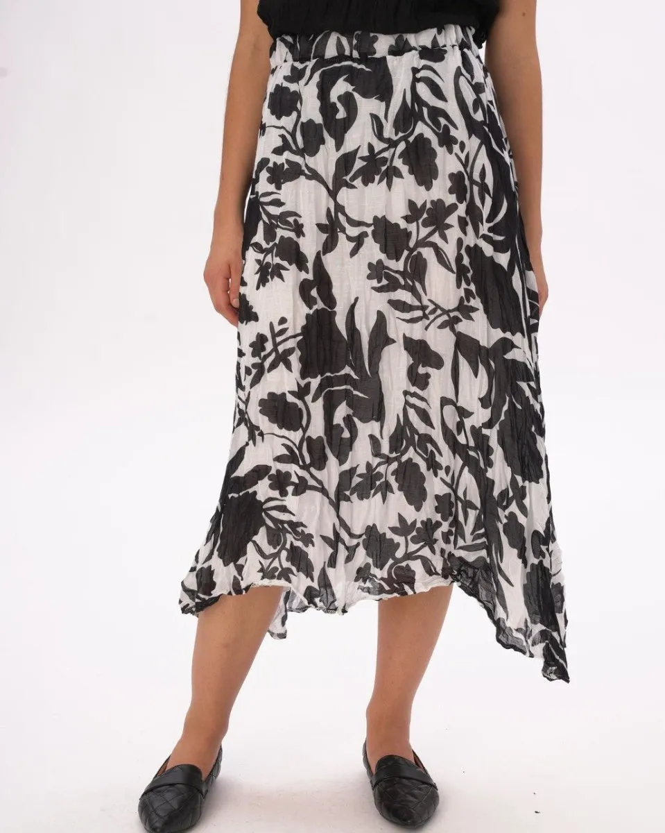 Crinkled Maxi Elastic Waist Floral Skirt