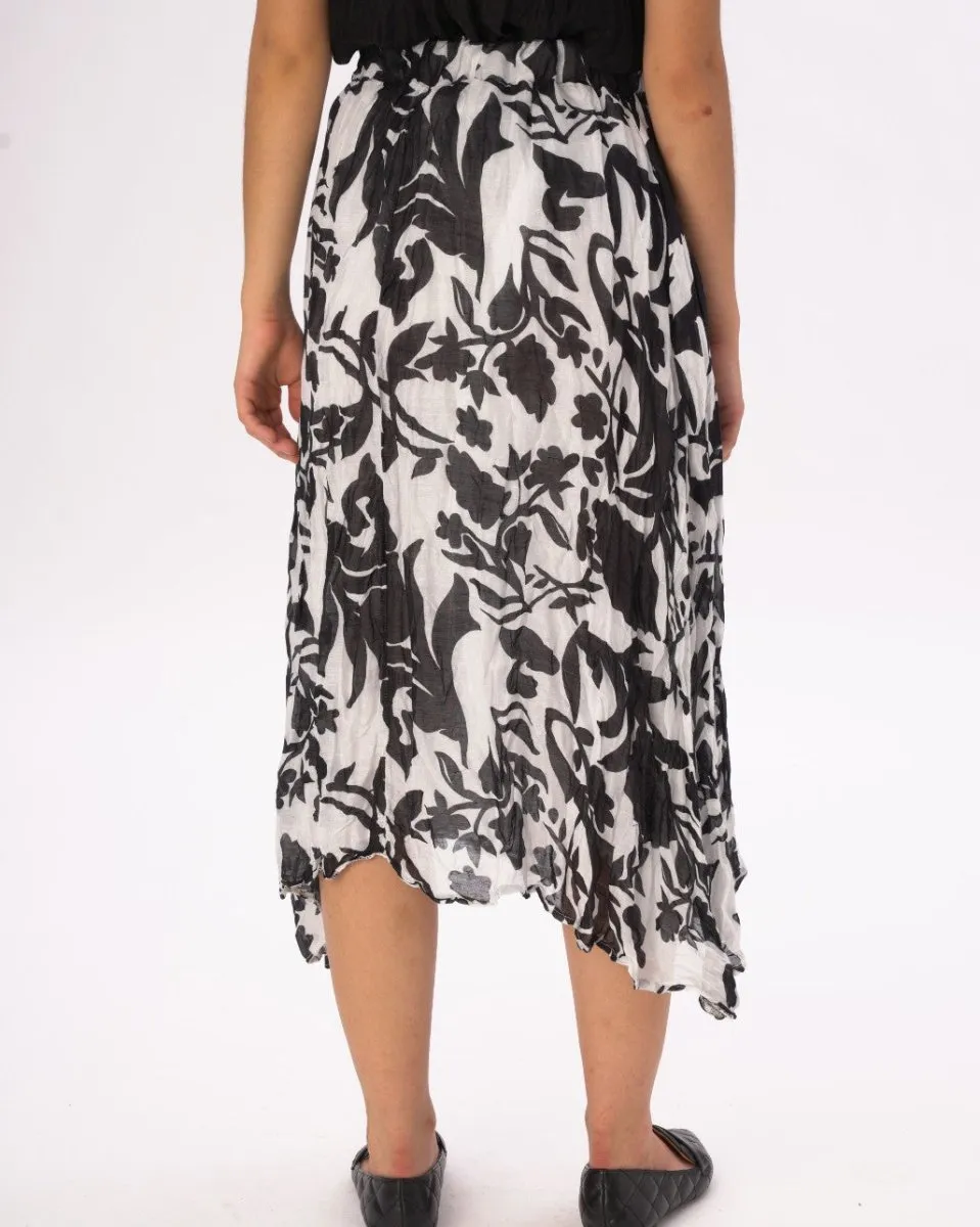Crinkled Maxi Elastic Waist Floral Skirt