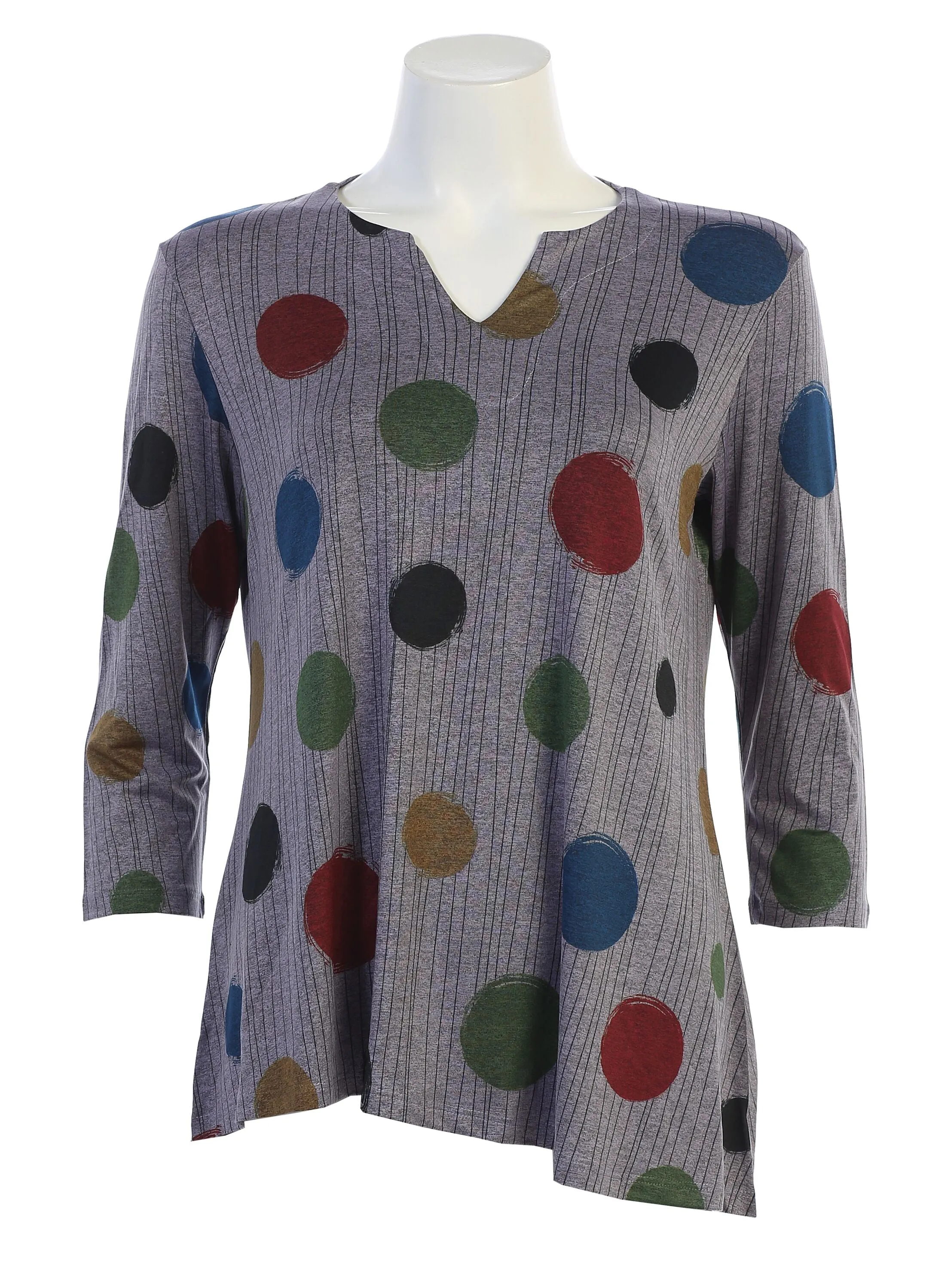 Dancing Dots Asymmetrical Slinky Knit Top