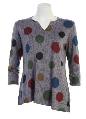 Dancing Dots Asymmetrical Slinky Knit Top