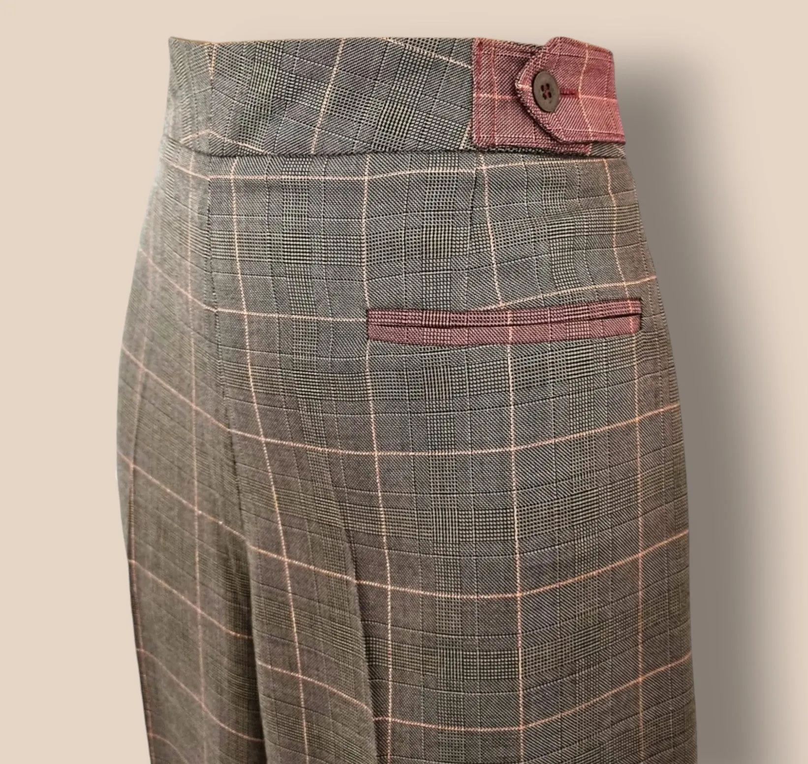 Diane von Furstenberg Womens Brown Plaid Wide Leg Trousers UK 10 US 6 EU 38