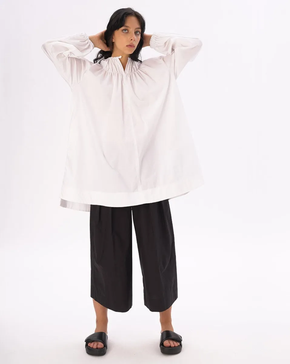 Elastic Pleated Collar Tunic