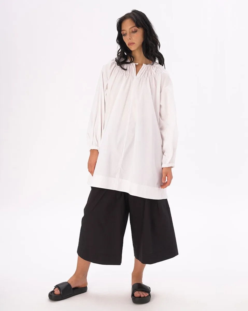 Elastic Pleated Collar Tunic