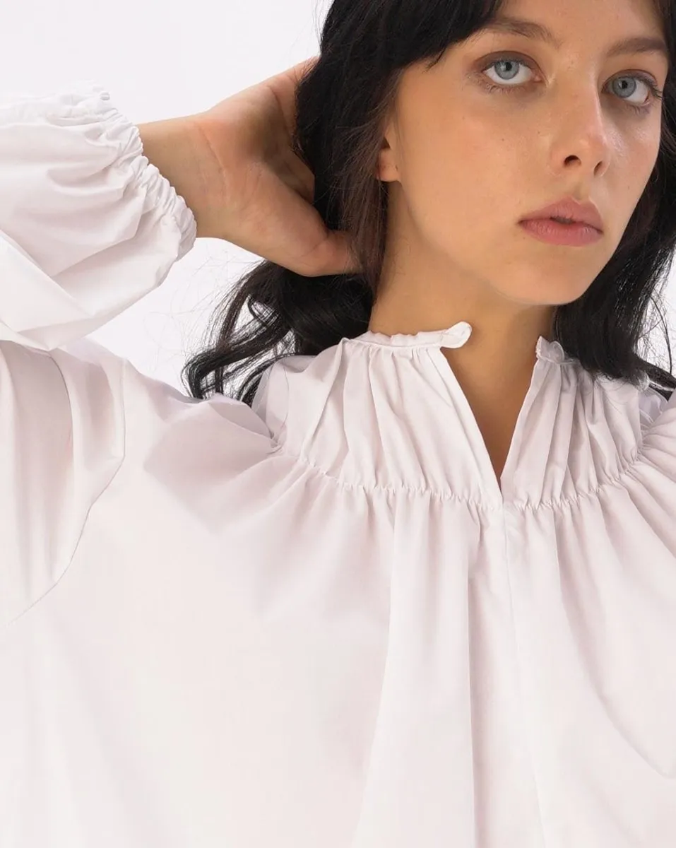 Elastic Pleated Collar Tunic