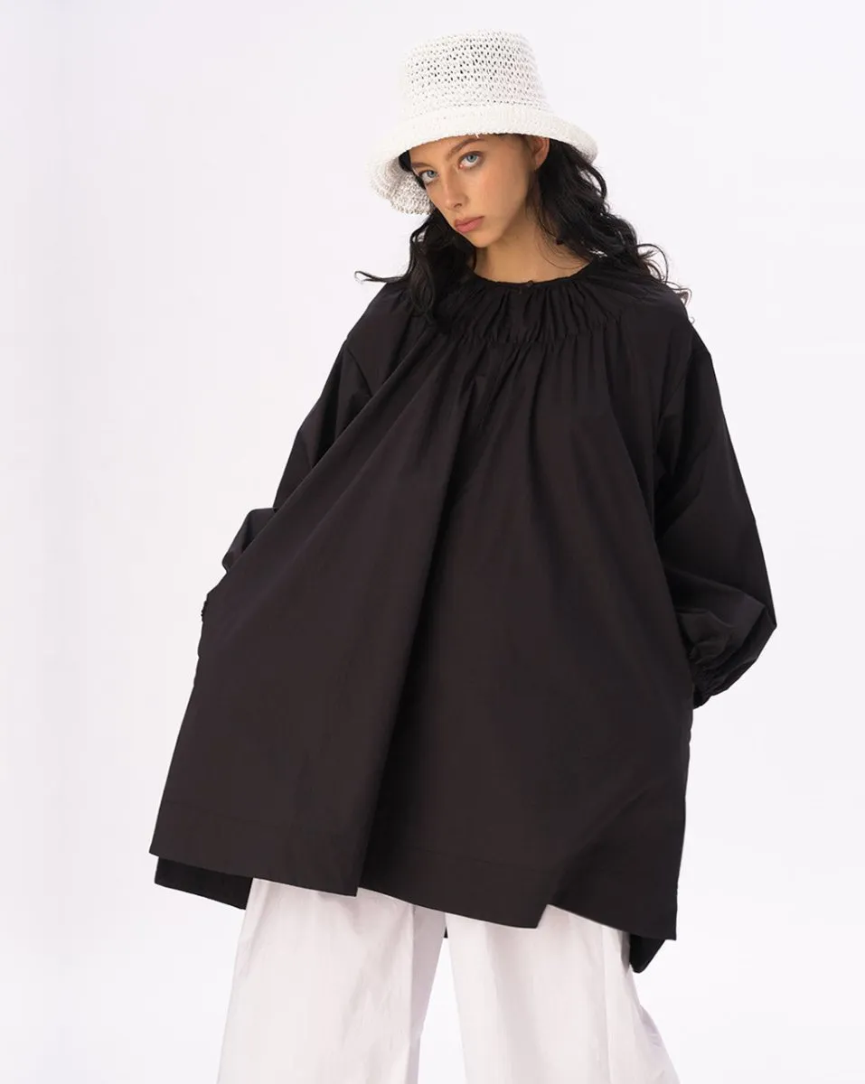 Elastic Pleated Collar Tunic