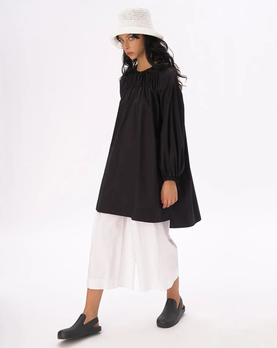 Elastic Pleated Collar Tunic