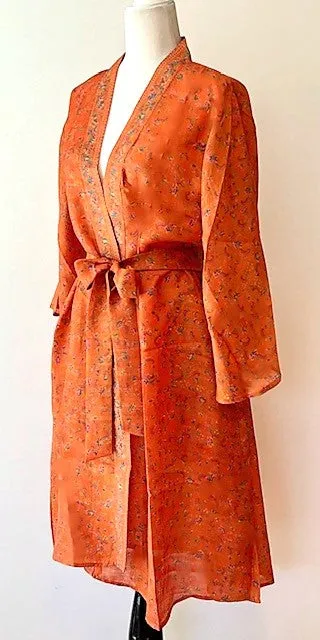 Elegant Silk Kimono Duster Is Alluring In A Rich Tone of Cinnamon