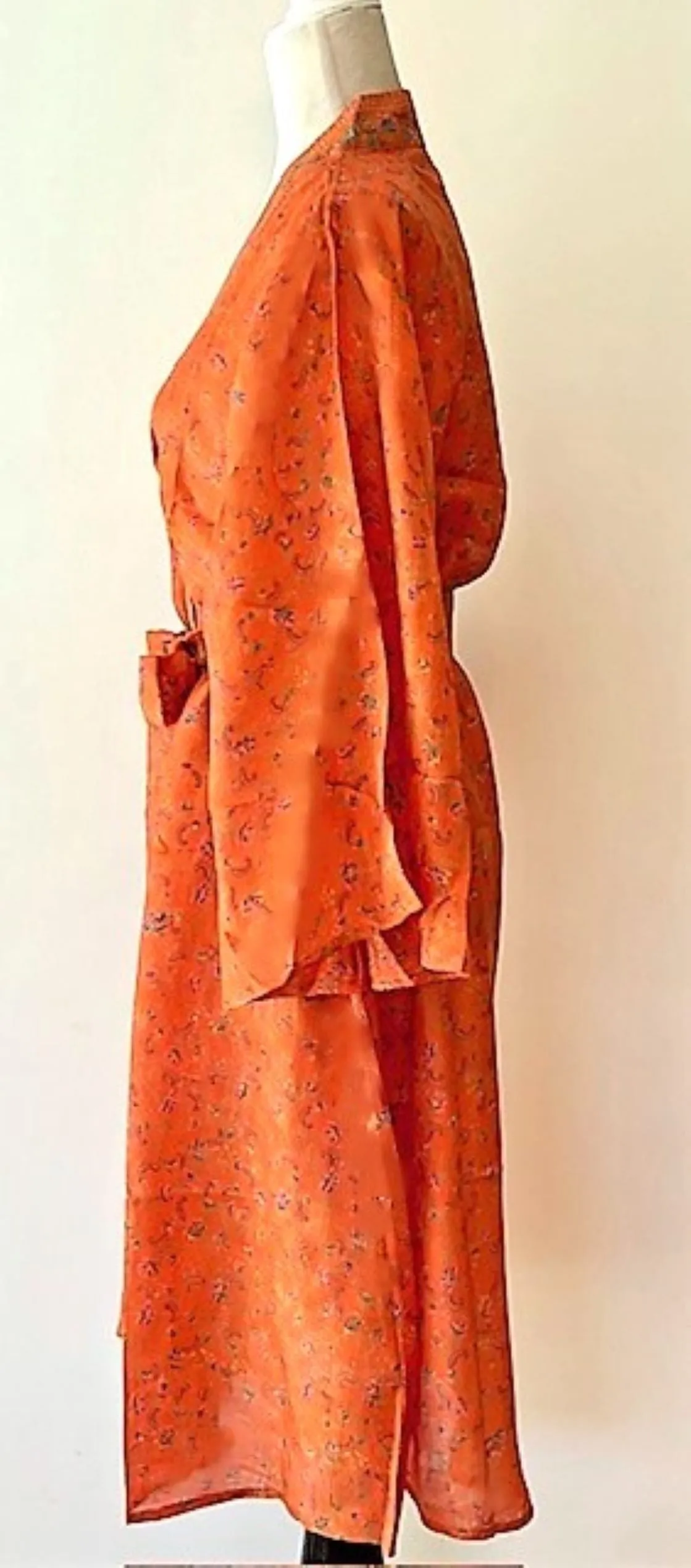 Elegant Silk Kimono Duster Is Alluring In A Rich Tone of Cinnamon