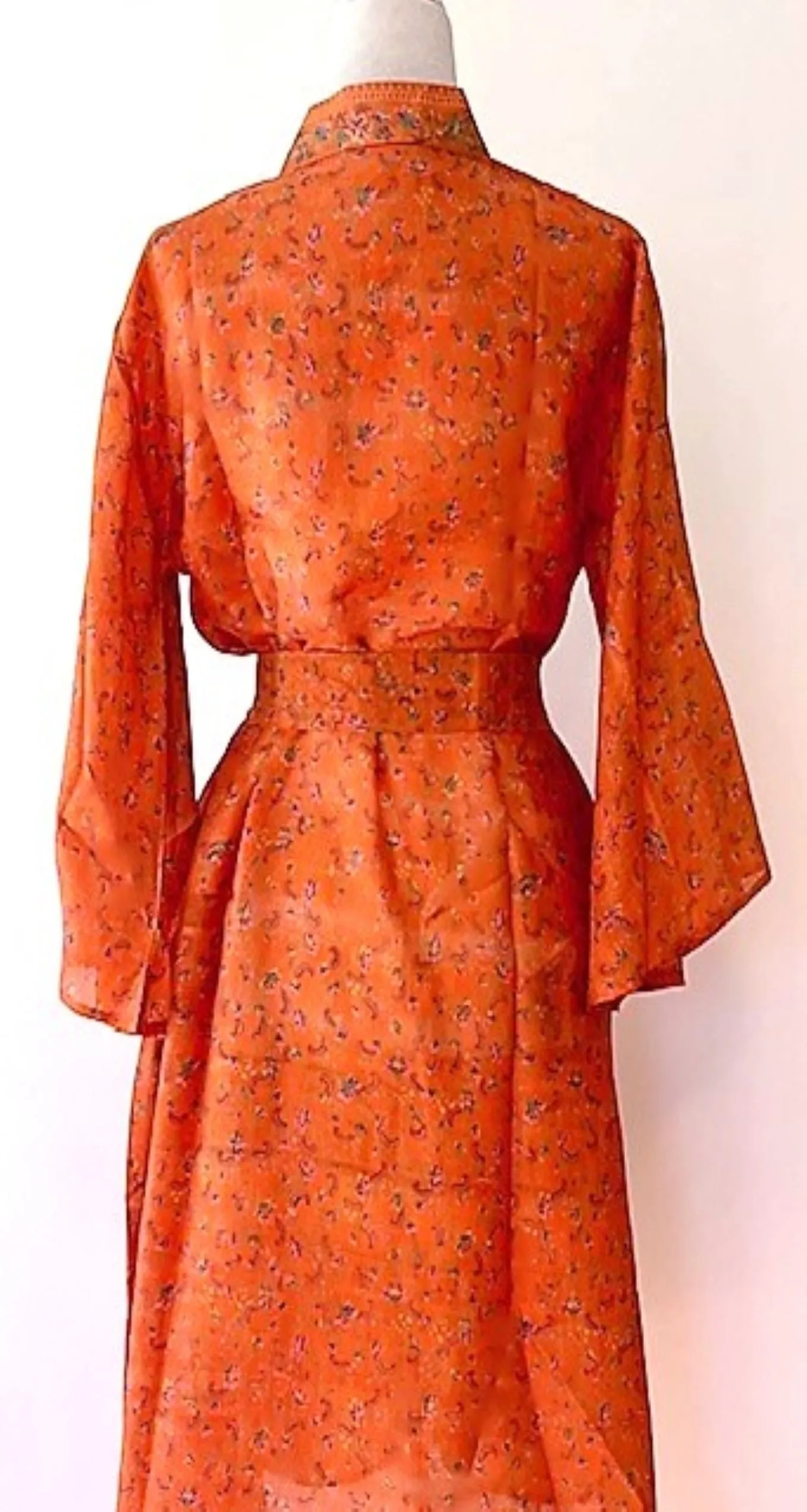 Elegant Silk Kimono Duster Is Alluring In A Rich Tone of Cinnamon