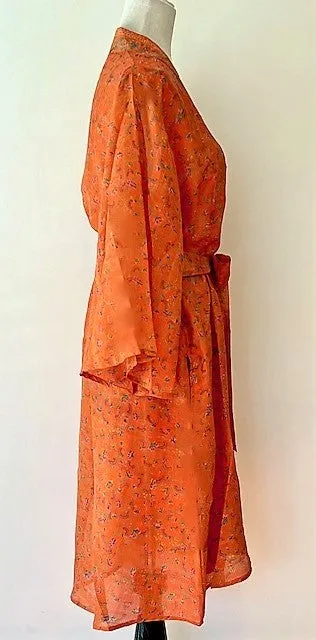 Elegant Silk Kimono Duster Is Alluring In A Rich Tone of Cinnamon