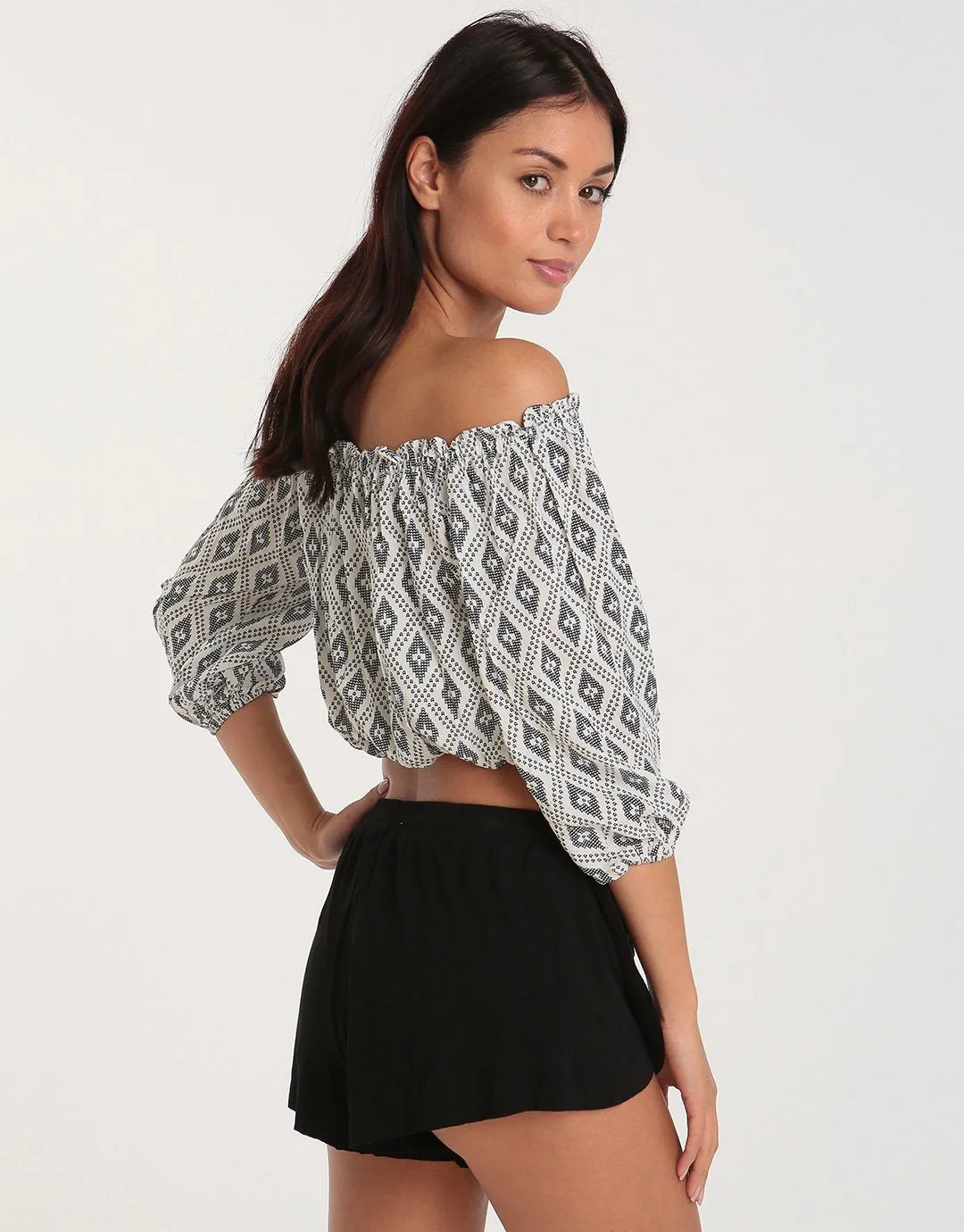 Elvira Top - White Navy