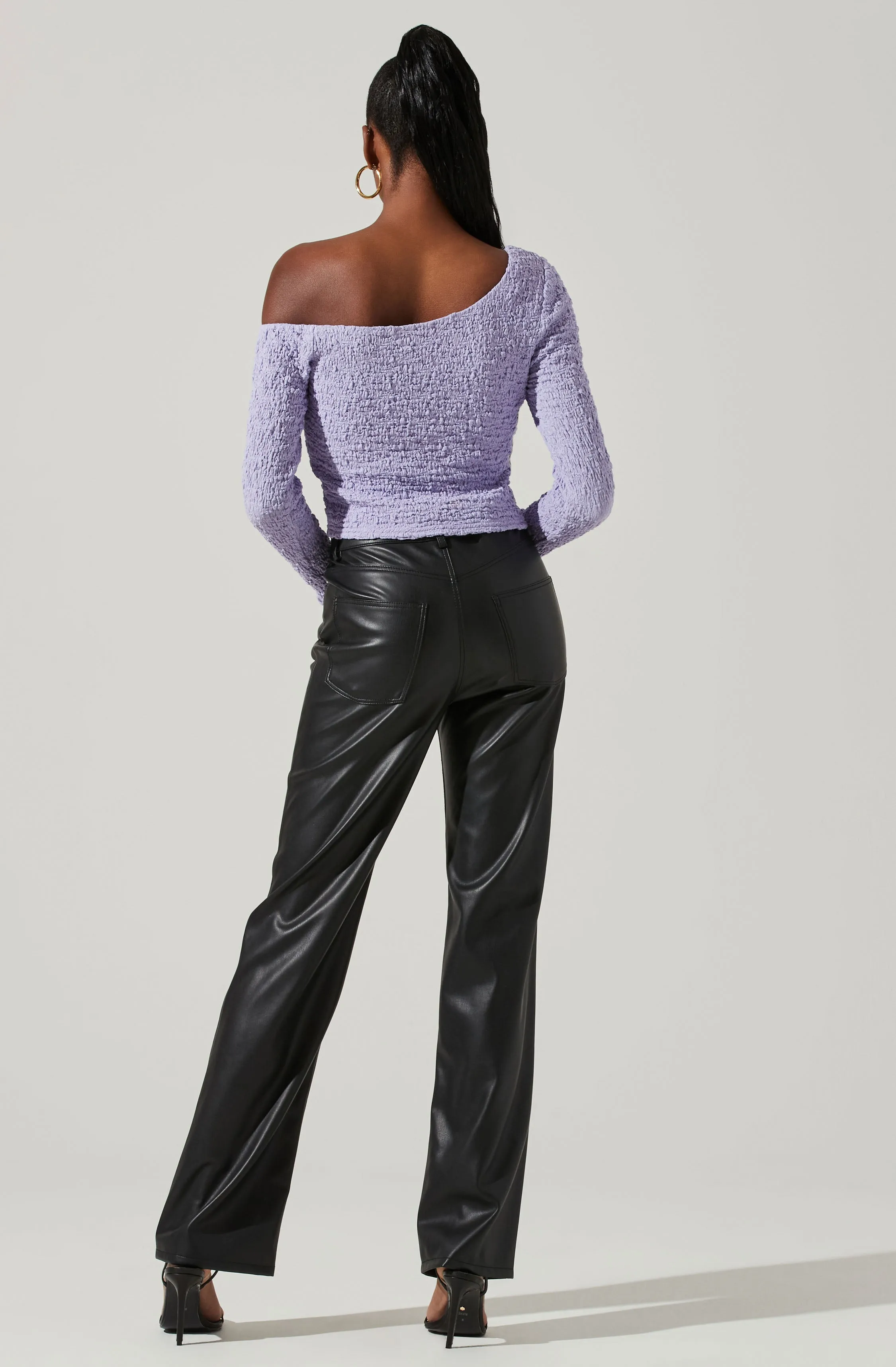 Finley Crinkled Off Shoulder Long Sleeve Crop Top