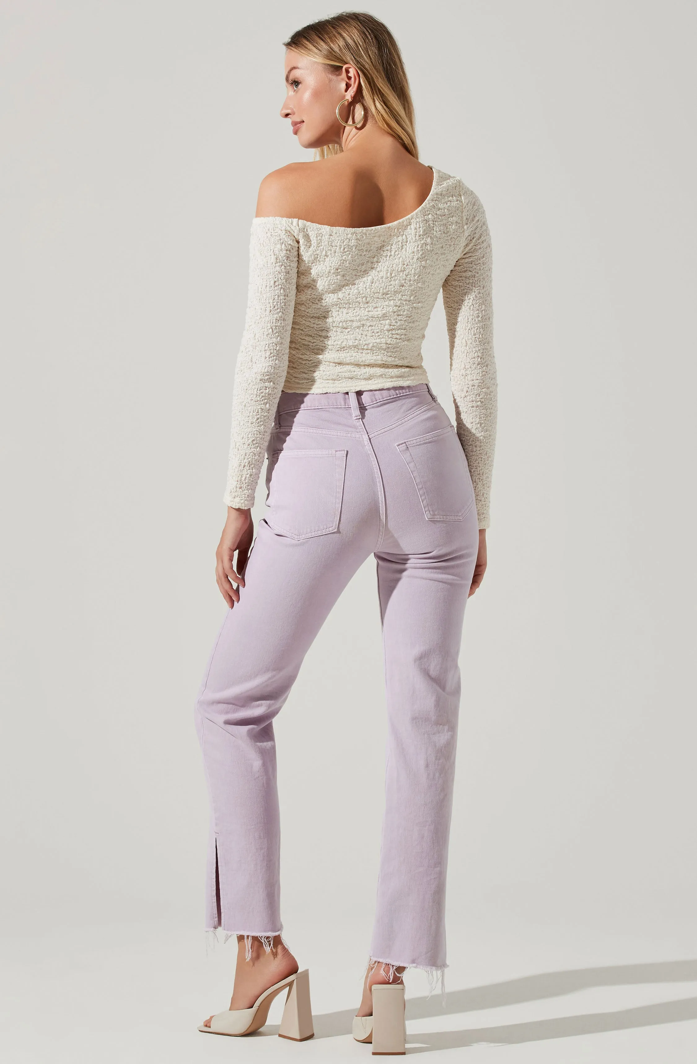 Finley Crinkled Off Shoulder Long Sleeve Crop Top