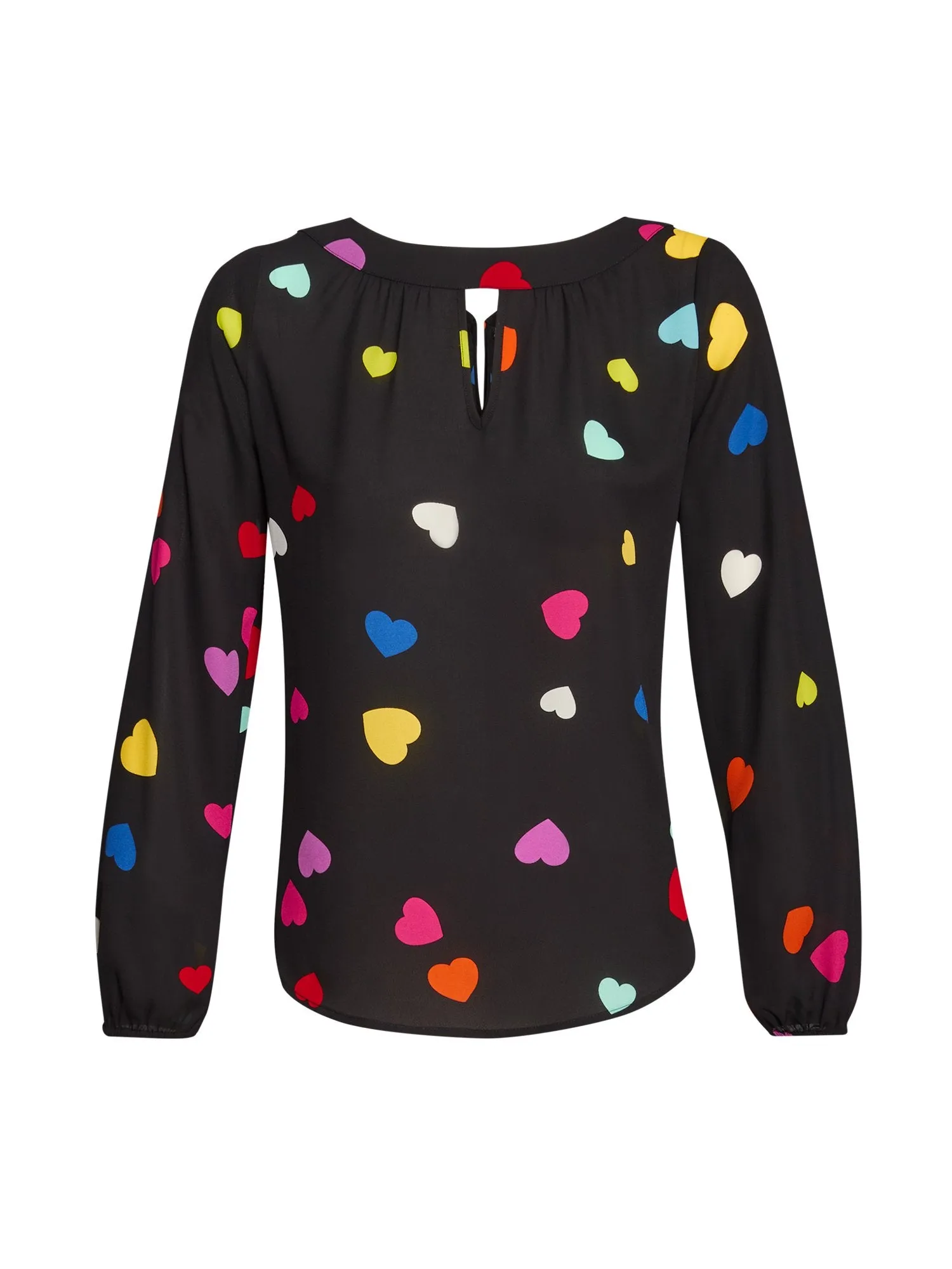 Heart-Print Back-Bow Blouse