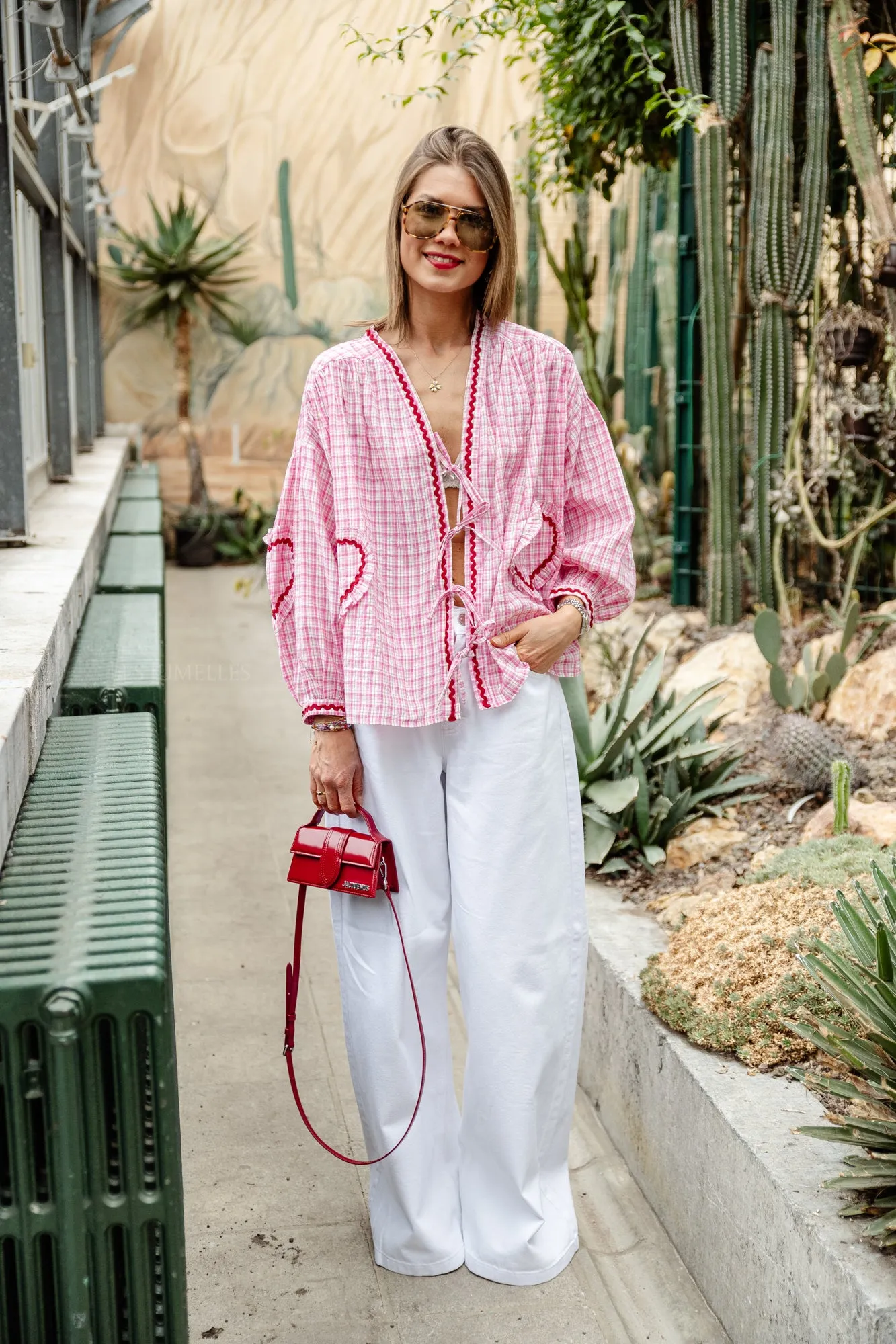 Lilou cotton frill shirt pink
