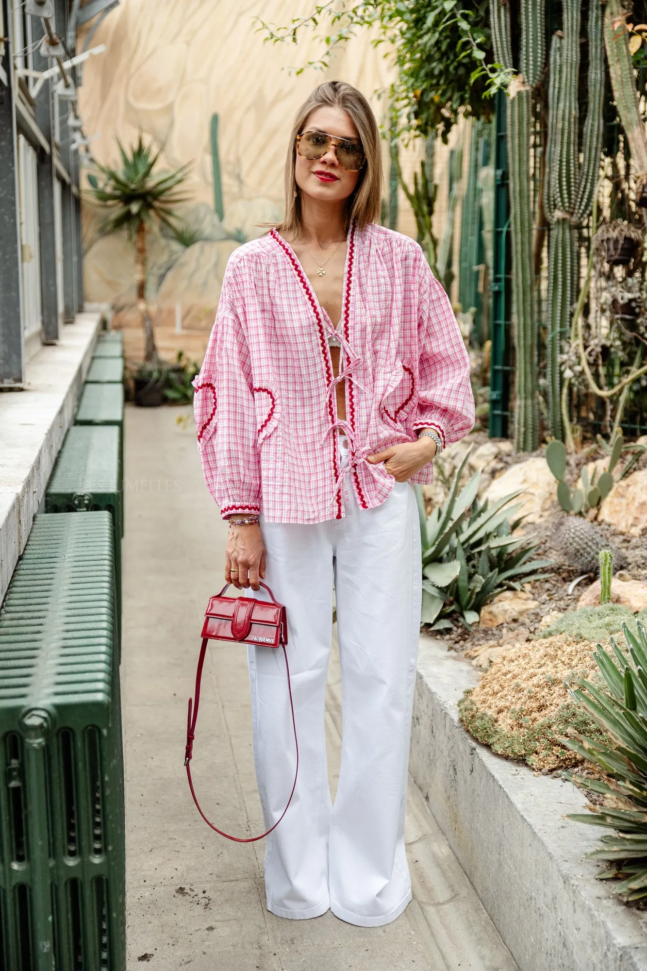 Lilou cotton frill shirt pink