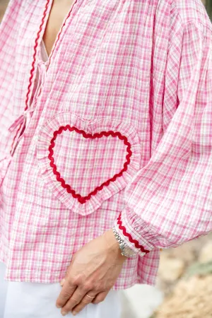 Lilou cotton frill shirt pink