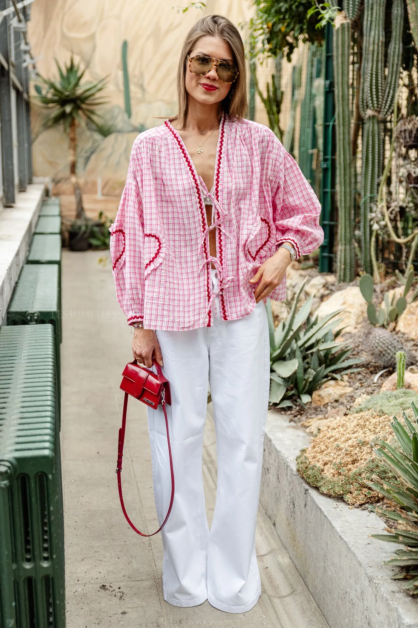 Lilou cotton frill shirt pink