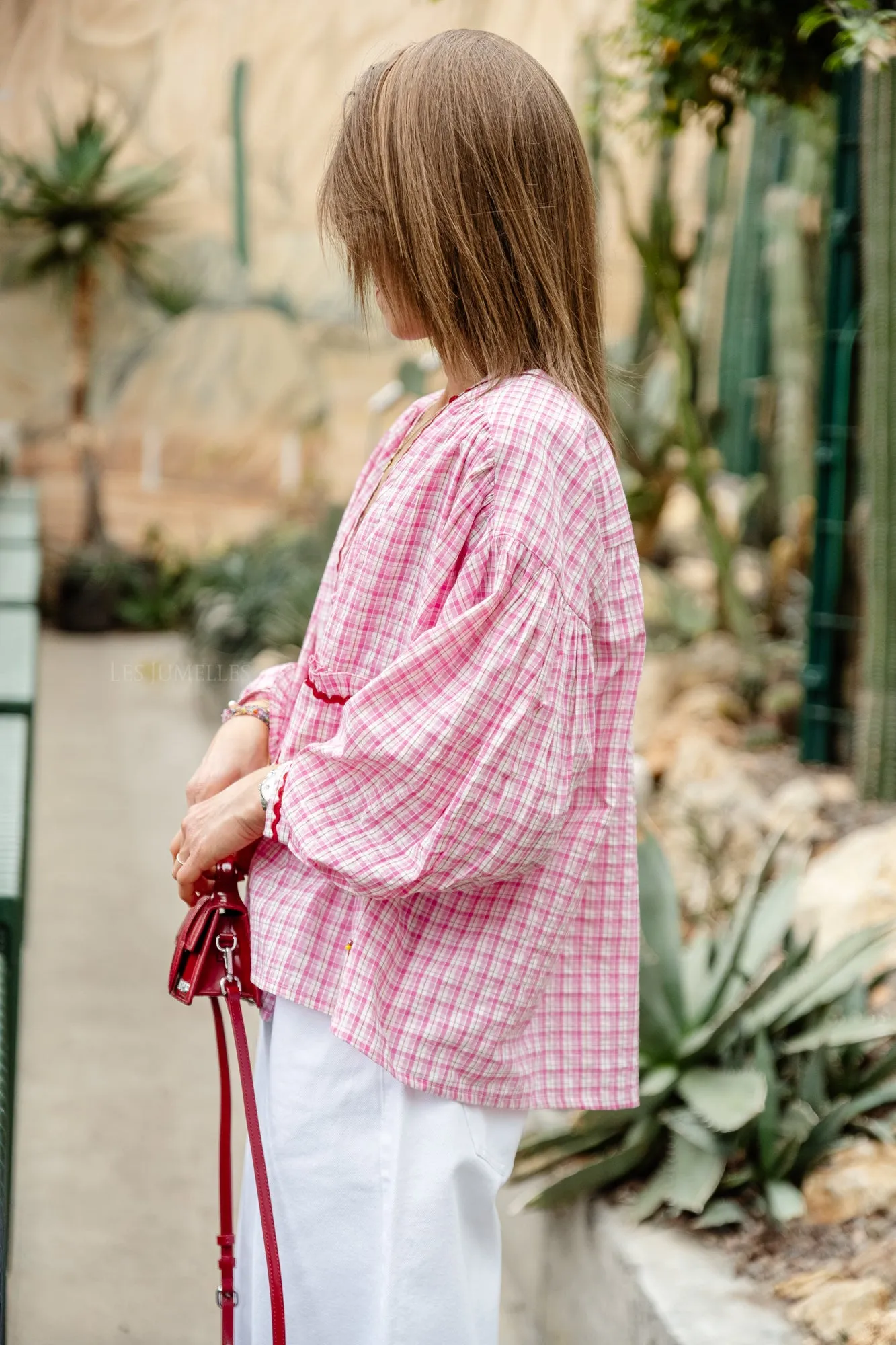 Lilou cotton frill shirt pink
