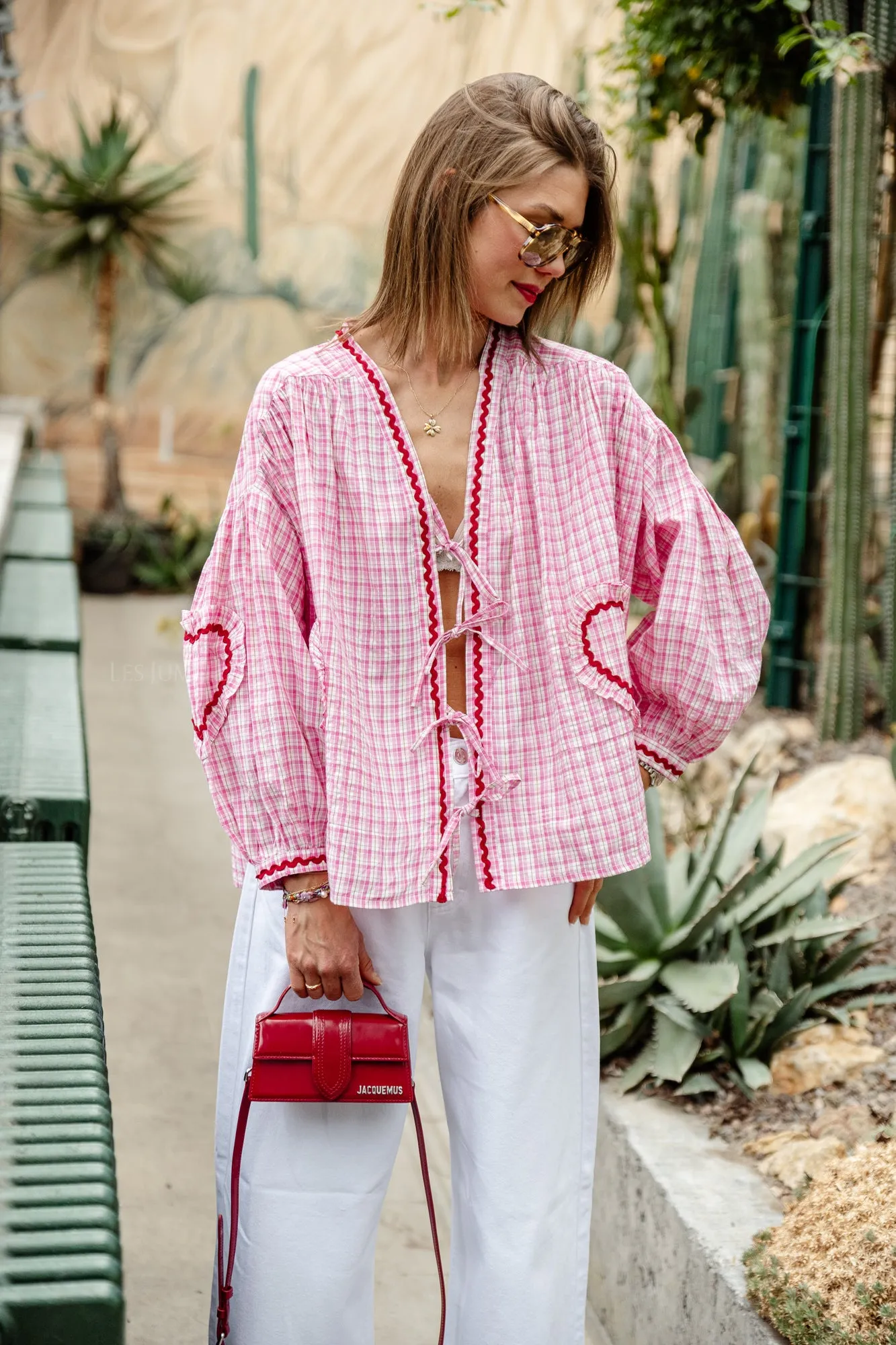 Lilou cotton frill shirt pink