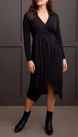 Longsleeve Faux Wrap Dress