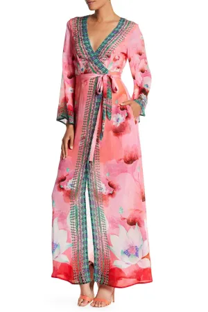 Maxi Wrap Dress With Sleeves