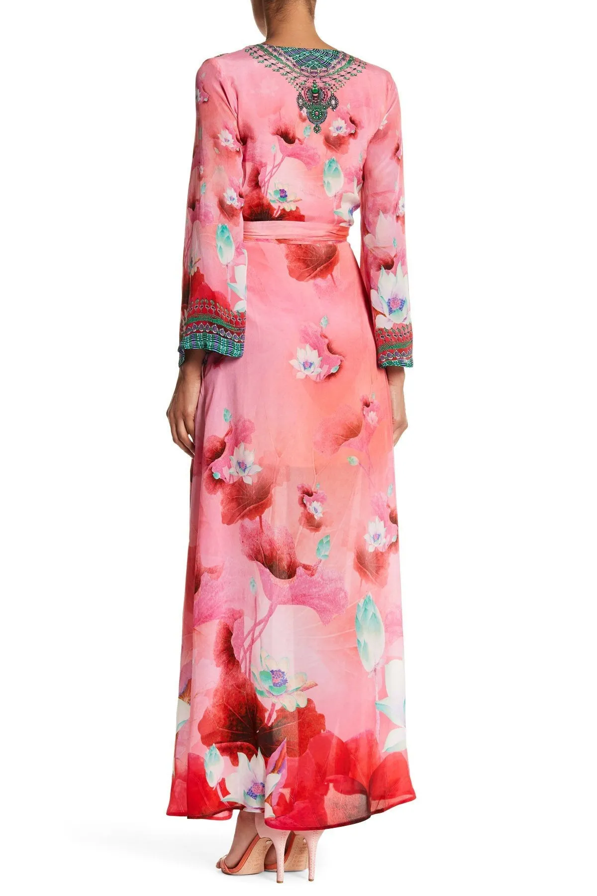 Maxi Wrap Dress With Sleeves