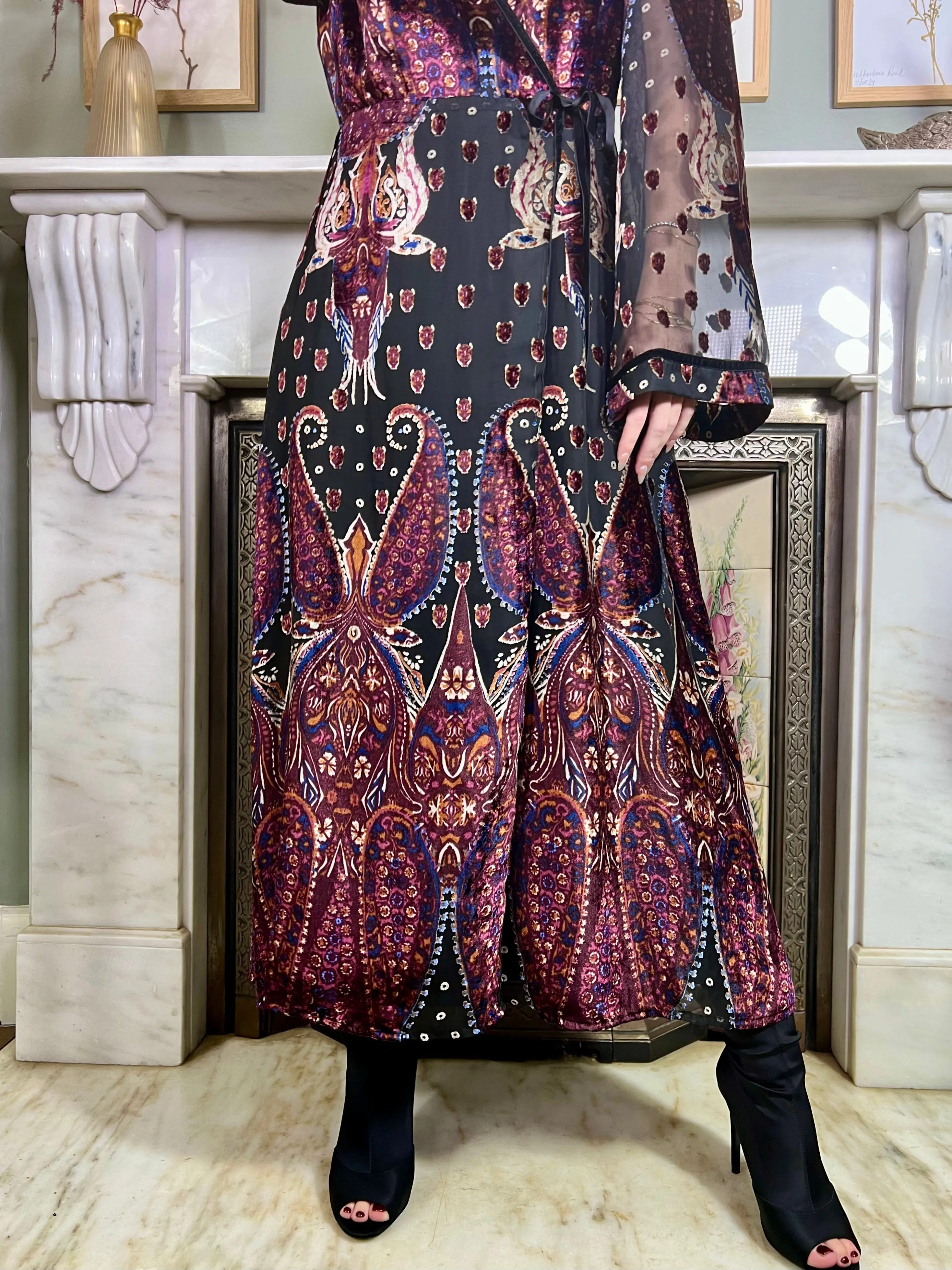 Melania, devoré wrap print dress