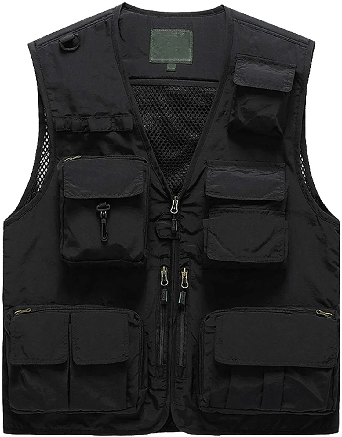 Men's Black Outdoor Sleeveless Vest Jacket Multi Pockets