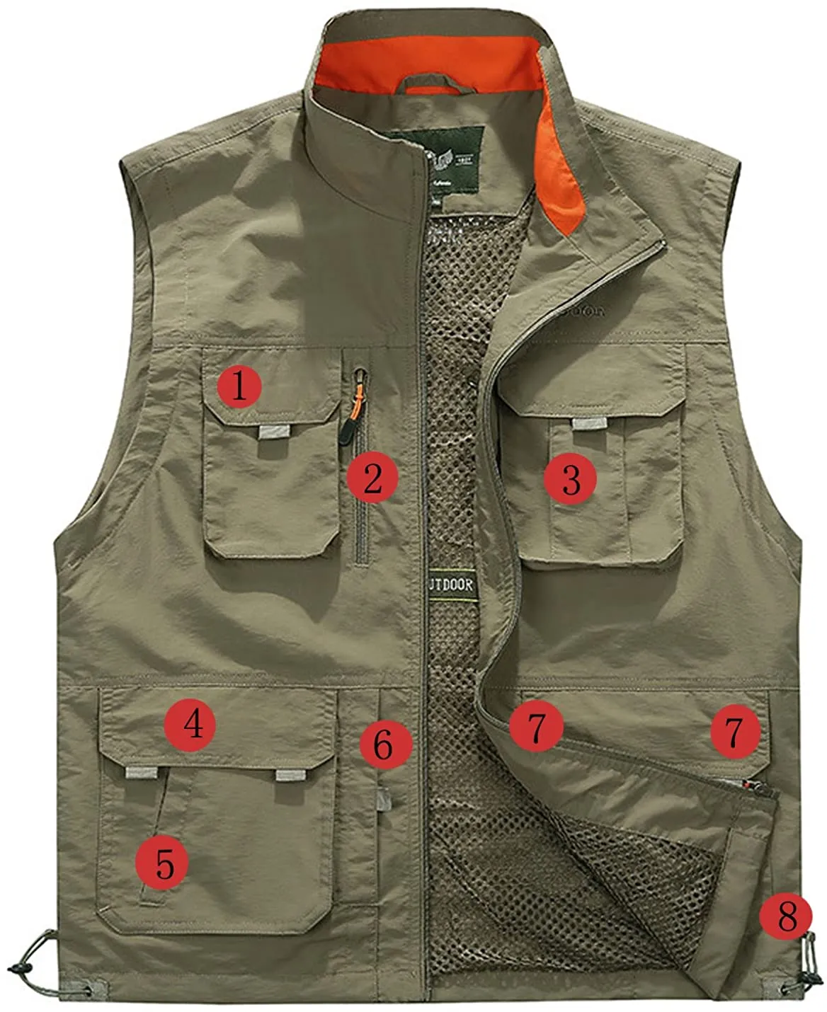 Men's Black Outdoor Sleeveless Vest Jacket Multi Pockets