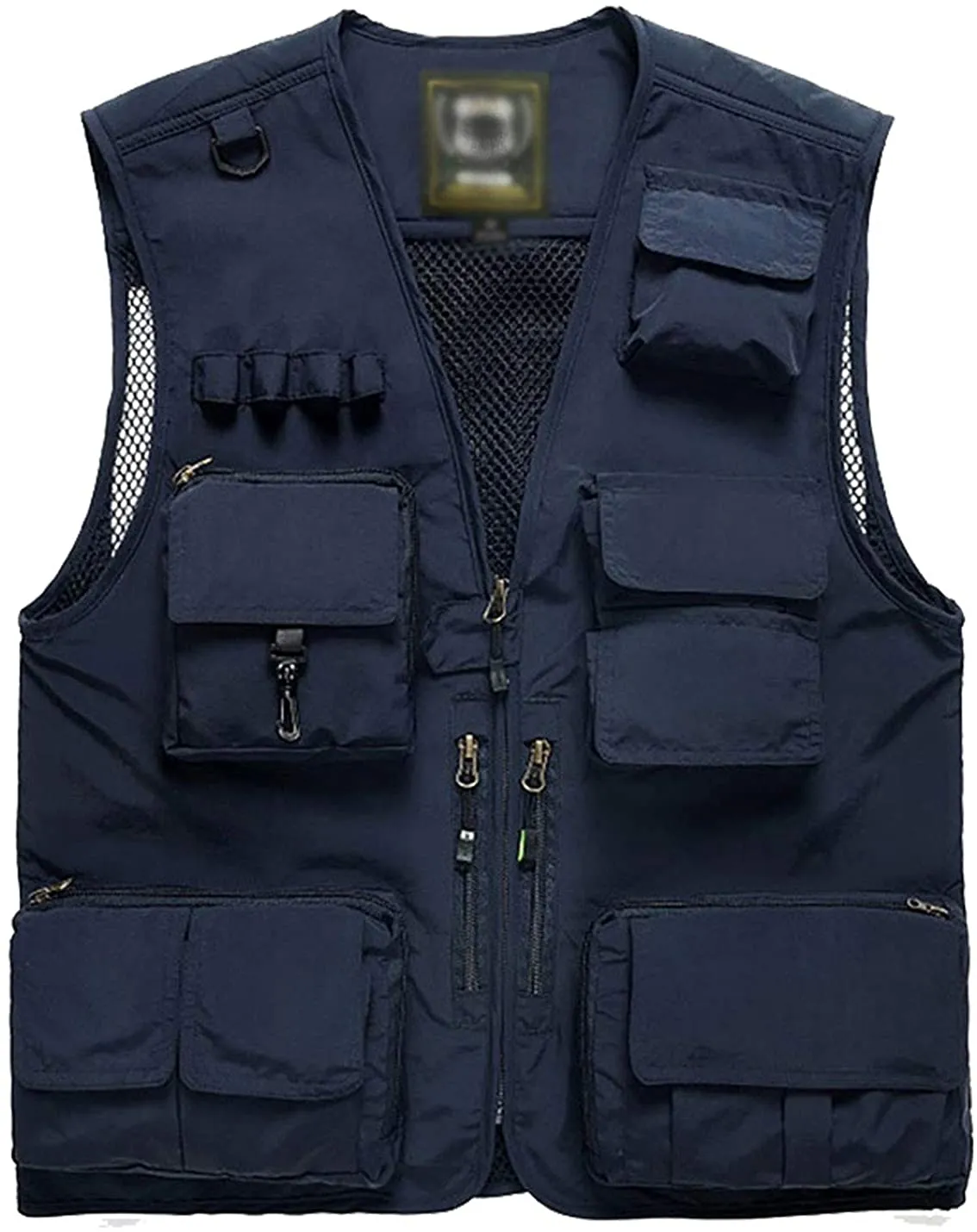 Men's Black Outdoor Sleeveless Vest Jacket Multi Pockets