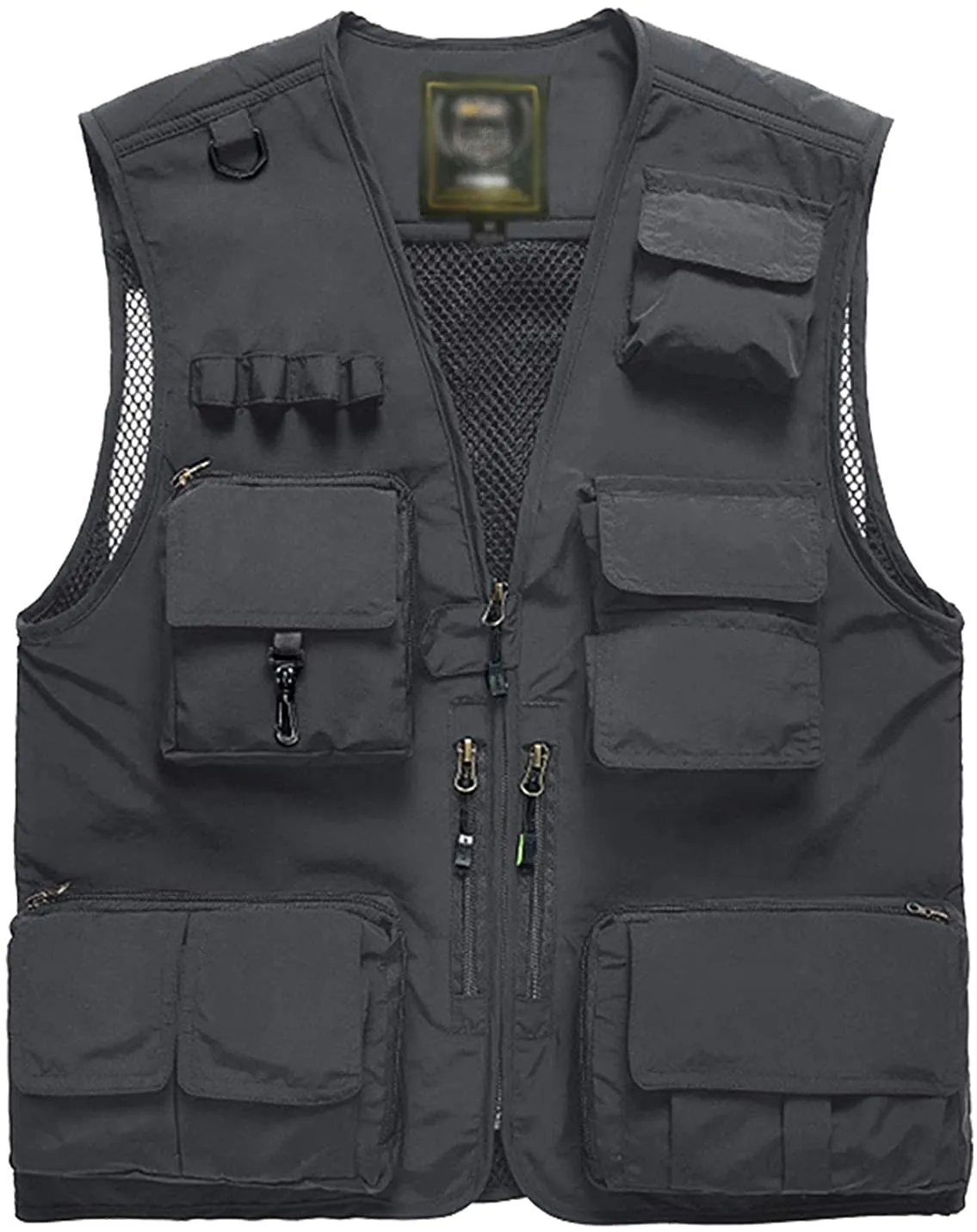 Men's Black Outdoor Sleeveless Vest Jacket Multi Pockets