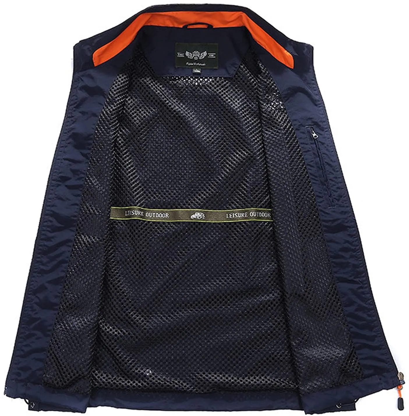 Men's Black Outdoor Sleeveless Vest Jacket Multi Pockets