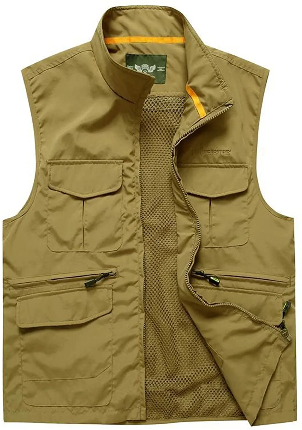 Men's Black Outdoor Sleeveless Vest Jacket Multi Pockets