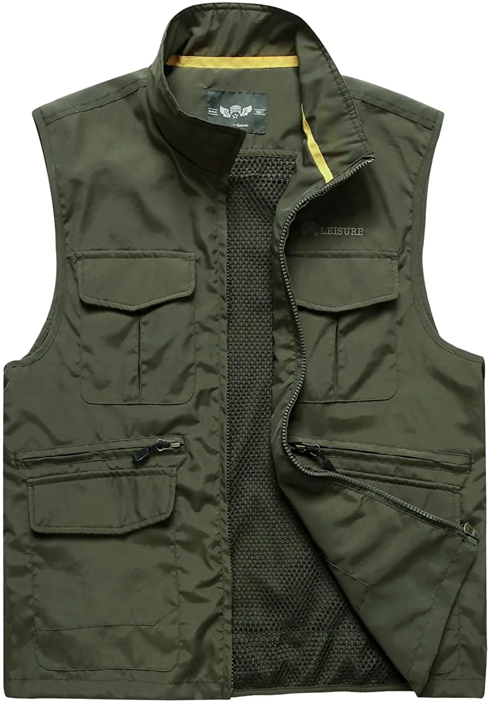 Men's Black Outdoor Sleeveless Vest Jacket Multi Pockets