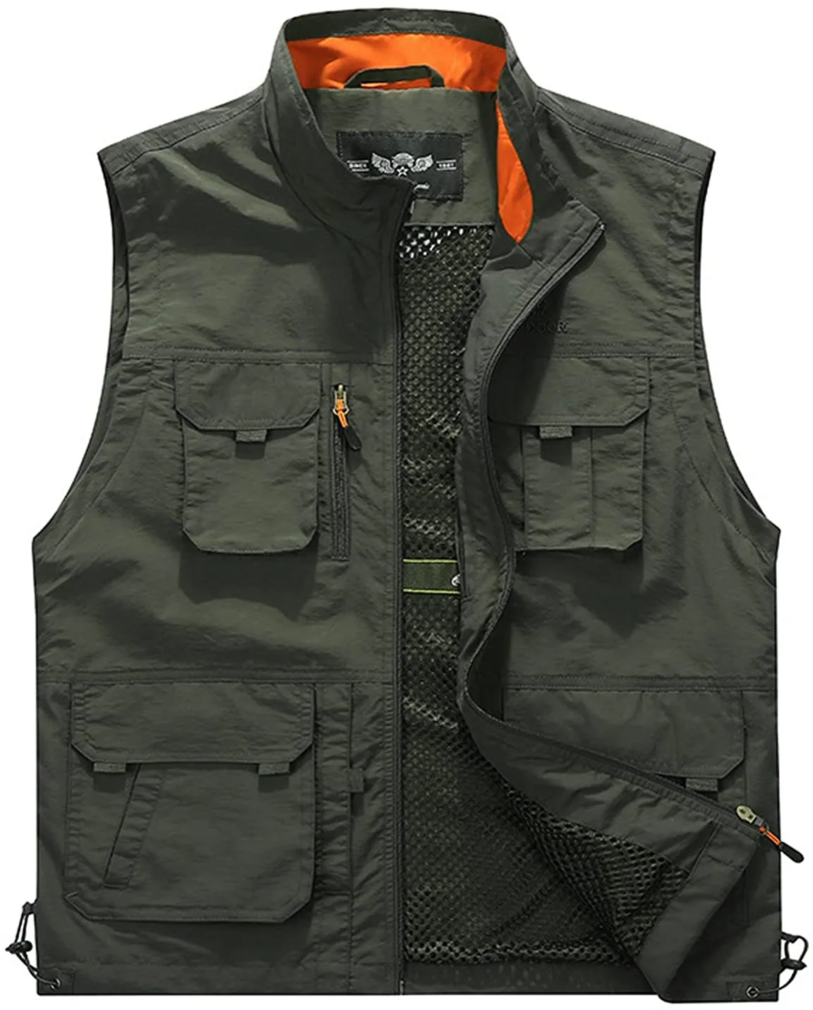 Men's Black Outdoor Sleeveless Vest Jacket Multi Pockets
